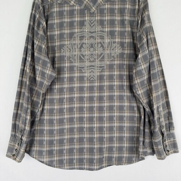 Roper Shirt Mens 2XL Gray‎ Collar Western Pearl Snap Thick Stitch Graphic Cowboy - Picture 9 of 16